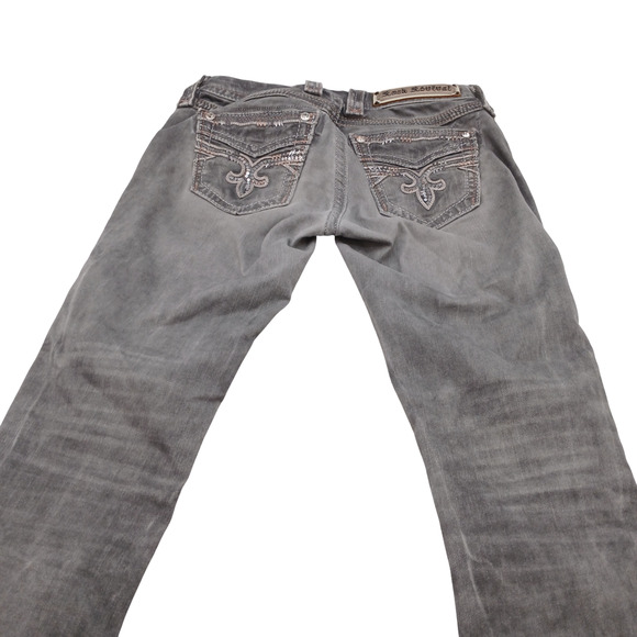 Rock Revival Boris Cropped Jeans Women’s 24 Gray Embellished Pockets Denim - Picture 5 of 14